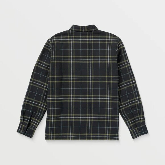 VOLCOM Men’s FLANNEL BLACK LINED LONG SLEEVE SHIRT SHACKET XXL 2XL NEW - Picture 4 of 5